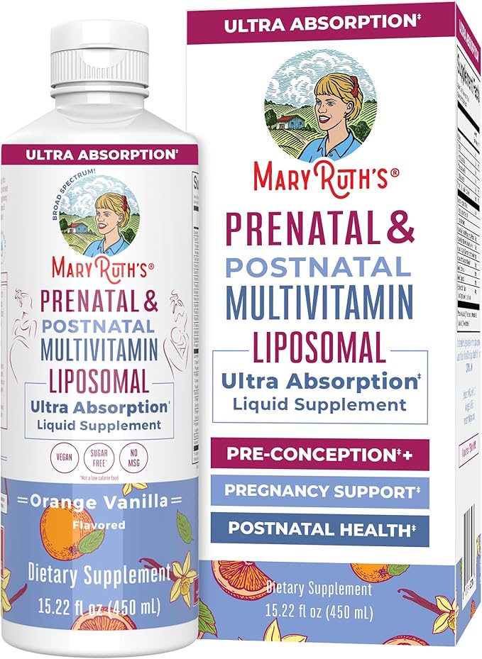 MaryRuth Organics Prenatal &amp Postnatal Multivitamin for Women | Sugar Free | Formulated for Pre-Conception Pregnancy &amp Nursing | Prenatal Vitamins | Vegan | Non-GMO | Gluten Free | 30 Serving