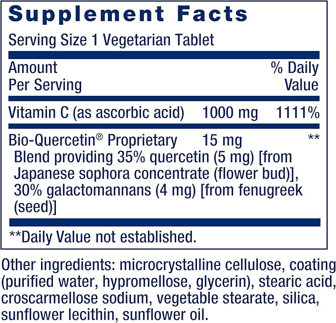 Life Extension Vitamin C and Bio-Quercetin®Cardiovascular Health SupplementImmune SupportHighly absorbablequercetinVitamin CGluten FreeNon-GMOVegetarian250 Tablets(Pack of 2)