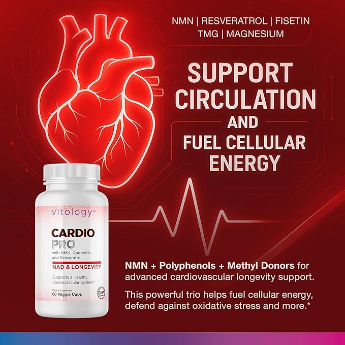 N.A.D.+ Longevity – Cardiovascular Support Supplement with NMN NR Resveratrol Fisetin Quercetin TMG &amp Apigenin – Promote Healthy Heart Function &amp N.A.D.+ Levels – 60 Veggie Capsules