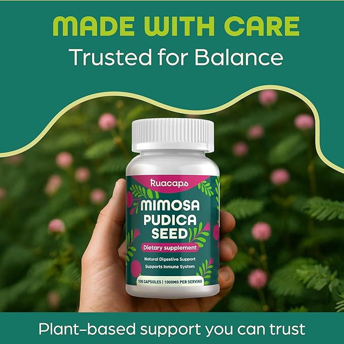 Mimosa Pudica Seed Capsules 1000mg – Natural Digestive Support – Gluten-Free Non-GMO – 100 Caps – Plant-Based Supplement