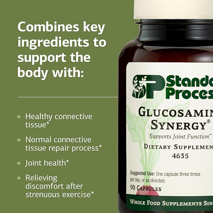 Standard Process Glucosamine Synergy - Joint Health Support Supplement - Support Connective Tissue with Glucosamine &amp Boswellia Serrata - Whole Food-Based Supplement with Manganese - 90 Capsules