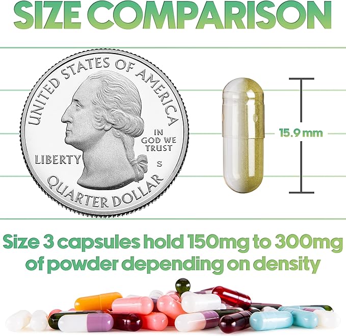XPRS Nutra Vegan Size 3 Separated Capsules- 1000 Count Premium Empty Caps Separated in Bags - Clear Empty Capsules - Pills for DIY Supplement Filling