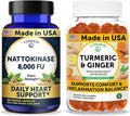 Lunakai USA Made Nattokinase 8000 FU Capsules + Turmeric &amp Ginger Gummies Bundle – Non-GMO – 60ct Each