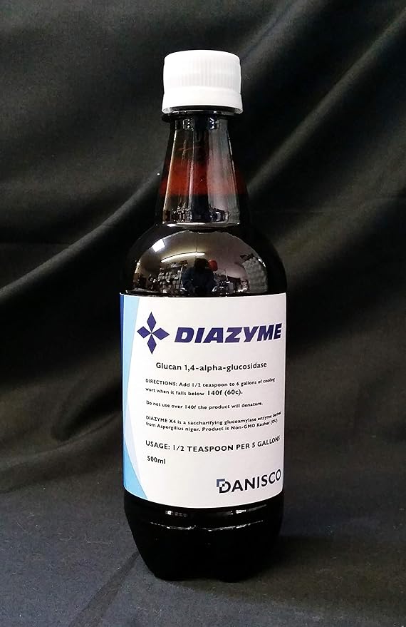 GLUCOAMYLASE AMYLASE ENZYME DIAZYME X4 AGGRESSIVE LIQUID CONVERTS ALL STARCH TO SUGAR IN WORT AND MASH REPLACES CONVERTASE AG300L