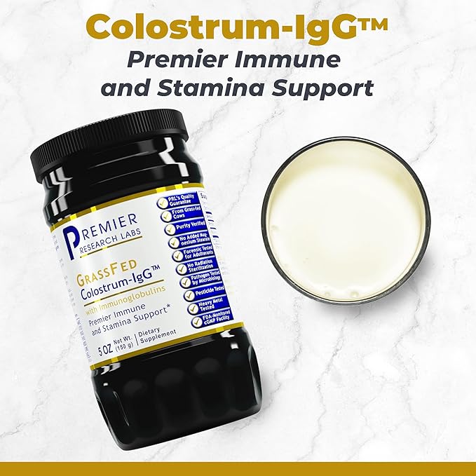 Premier Research Labs Colostrum-IgG Powder - Colostrum Supplement Bovine Colostrum for Humans Cow Colostrum for Immune Health Superfood with Lactoferrin Amino Acids Nucleotides - 5 oz (150 g)