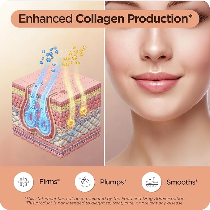 Pure Hyaluronic Acid Supplement 250mg with Vitamin C 50mg 120 Vegan Capsules - Skin Hydration for Natural Glow Hair Nails Bone &amp Joint Health Formula