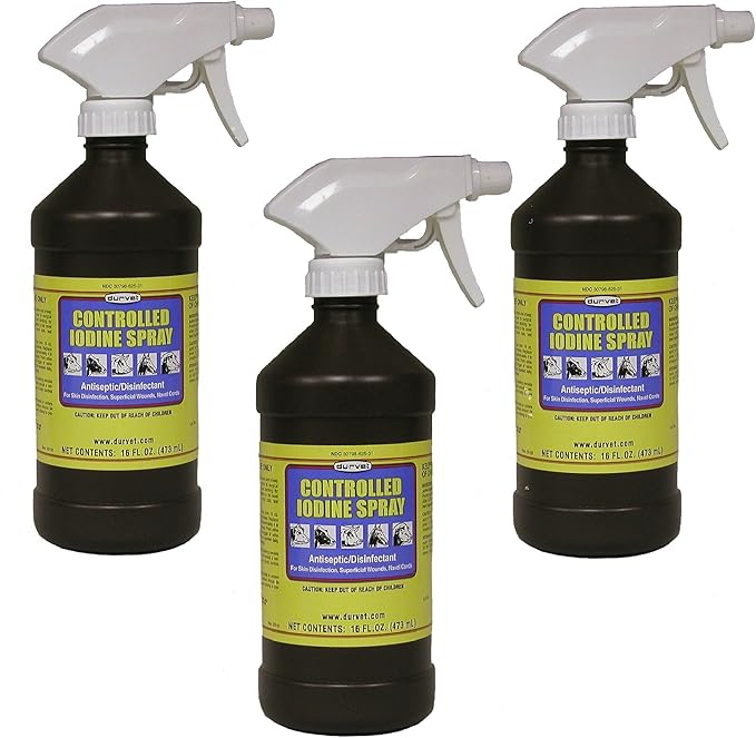 (3 Pack) Durvet Controlled Iodine Spray 16-Ounces Each