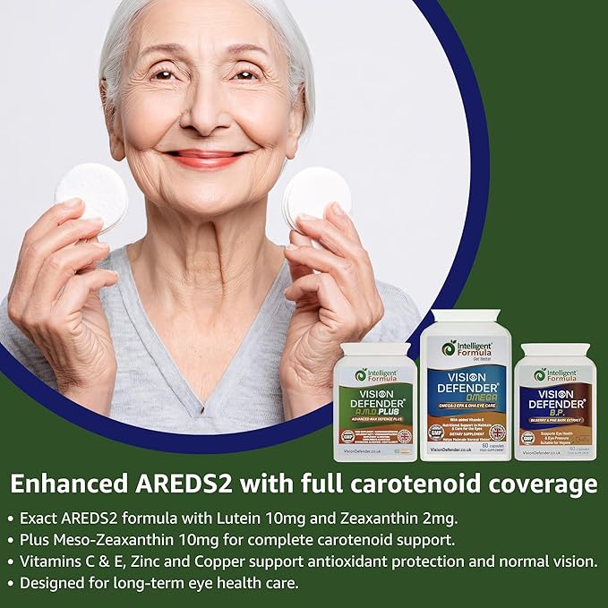 Vision Defender Plus &amp BP &amp Omega Supreme Eye Care Bundle – Eye Supplements with AREDS2 (inc. Lutein Zinc) Meso-Zeaxanthin Bilberry Pine Bark Omega-3 Fish Oil (EPA DHA). Made in UK