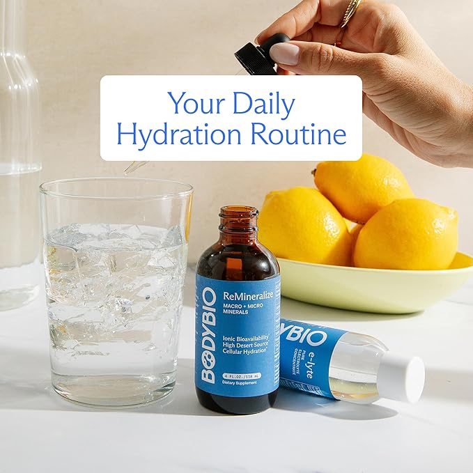 BodyBio ReMineralize - Concentrated Ionic Trace Minerals to Hydrate Detox and Revitalize Your Cells - Over 72 Bioavailable Trace Minerals for Rapid Absorption 4 Fl Oz