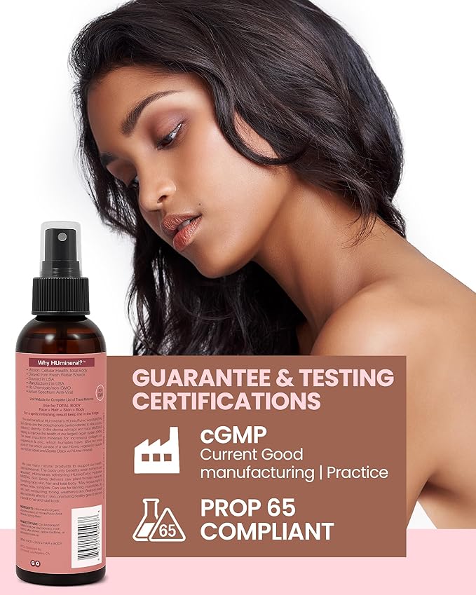 2X Humic Hydration Mineral Spray – Organic Humic Acid Fulvic Acid Spray with Major &amp Trace Minerals Electrolytes &amp Silica to Boost Collagen - Plant-Based for Skin Hair &amp Body Hydration