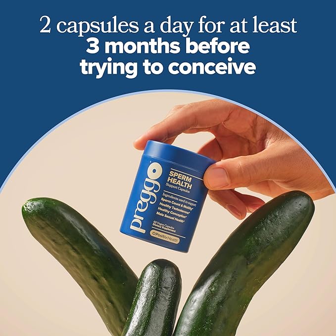 O Positiv Preggo Sperm Health Capsules for Men - OBGYN-Formulated for Improved Sperm Count &amp Motility with Tongkat Ali NAC Alpha Lipoic Acid – Male Reproductive Health 60 Count (Pack of 1)