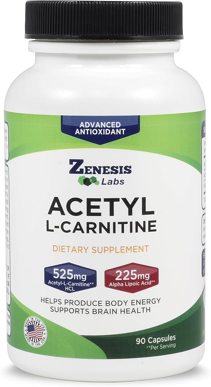 Zenesis Labs Acetyl L-Carnitine with Alpha Lipoic Acid Bulk 3-Bottle 270 Capsule Supply (90 Capsules/Bottle)