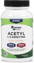 Zenesis Labs Acetyl L-Carnitine with Alpha Lipoic Acid Bulk 3-Bottle 270 Capsule Supply (90 Capsules/Bottle)