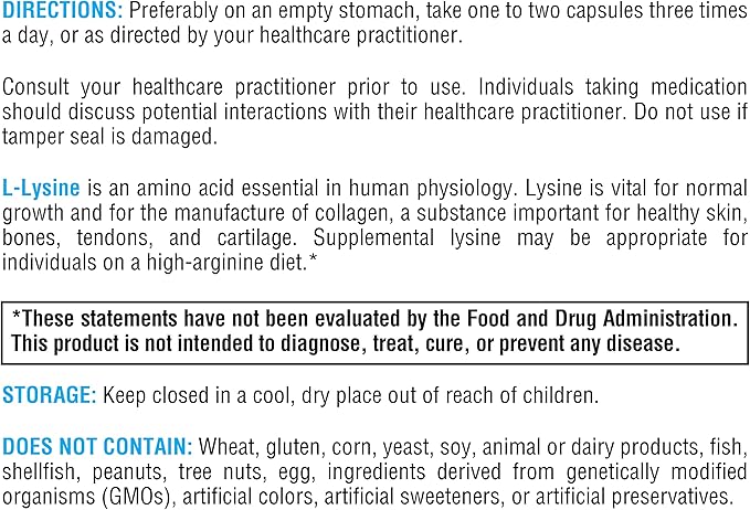 XYMOGEN L-Lysine 1000mg Capsules - Amino Acid Supplement to Support Synthesis of Collagen Provides Balance to a High Intake of Arginine (90 Capsules)
