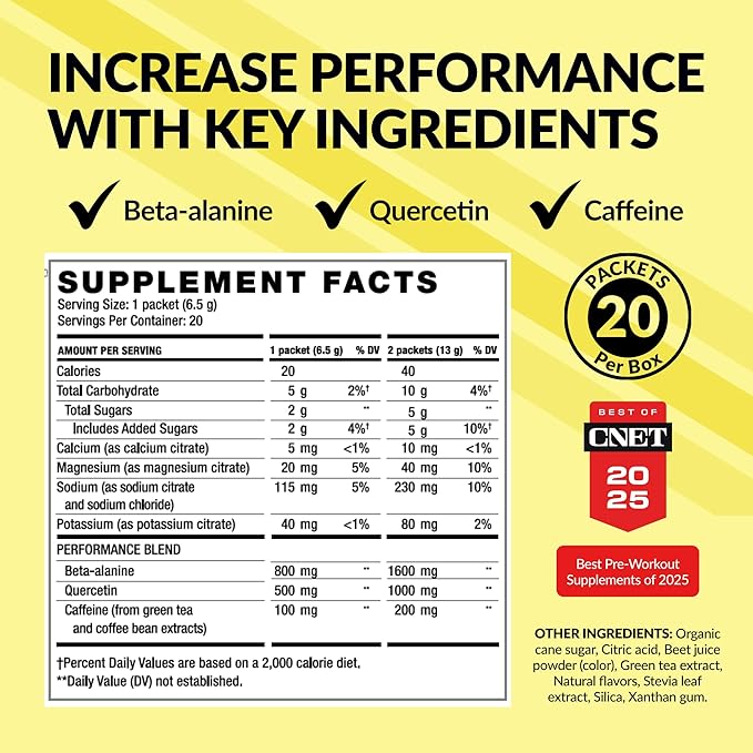 BODi Energize Pre Workout Powder - Beta-Alanine Quercetin &amp Low-Dose Caffeine Formula for Enhanced Energy &amp Focus Increase Energy &amp Endurance Supplement Strawberry Lemonade Flavored 20