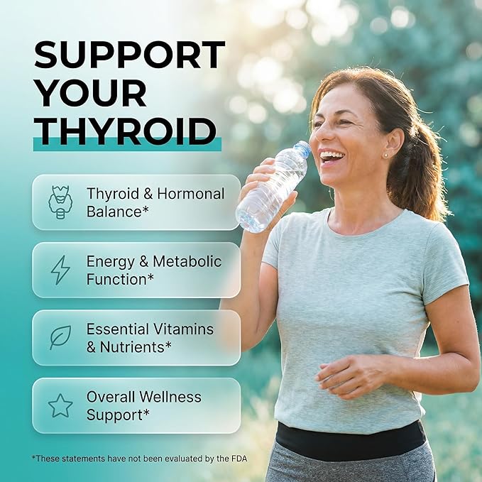 ThyroGlow Thyroid Support Gummies Selenium Iodine KSM 66 Ashwagandha L Tyrosine Vitamin D C B12 B6 Turmeric Blueberry Holy Basil Folate Bladderwrack By Clean Nutra