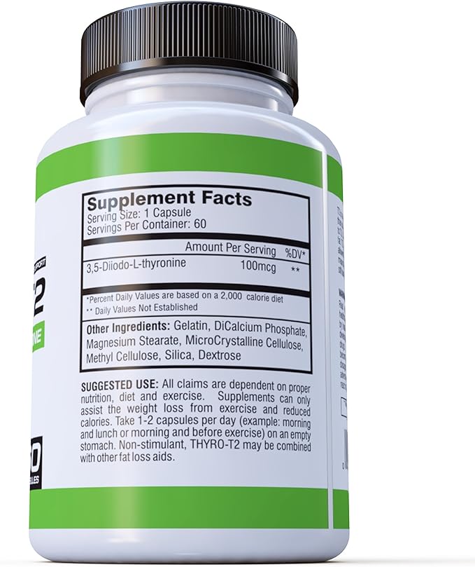 Thyro-T2 Thyroid Hormone Fat Burner Supplement - Boost Metabolism and Lose Weight (60 Capsules - 1 Month Supply)