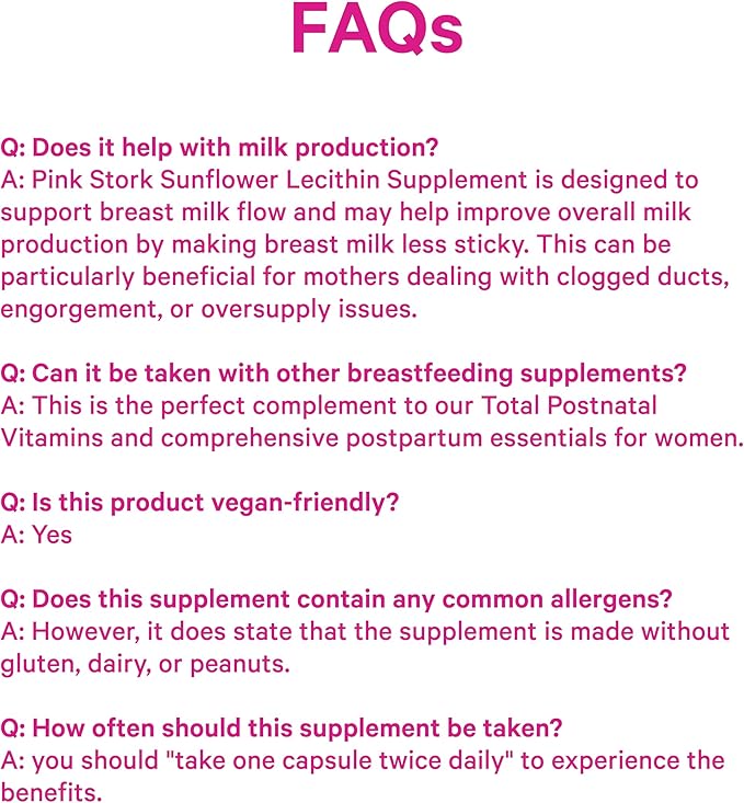 Pink Stork Sunflower Lecithin Supplement - 1200 mg for Clogged Milk Ducts - Breastfeeding Essentials for Postpartum Moms - Supports Breast Milk Flow - 60 Softgels