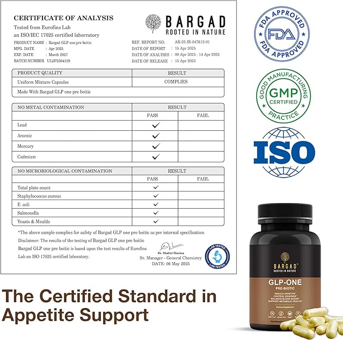 Bargad GLP-ONE Supplement Support GLP Active Natural Formula Support Natural GLP-one Levels and Promote Gut Health