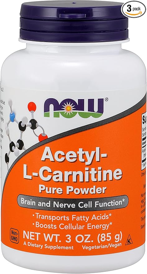 Acetyl-L Carnitine PURE POWDER Powder 3 OZ by Now Foods (Pack of 3)