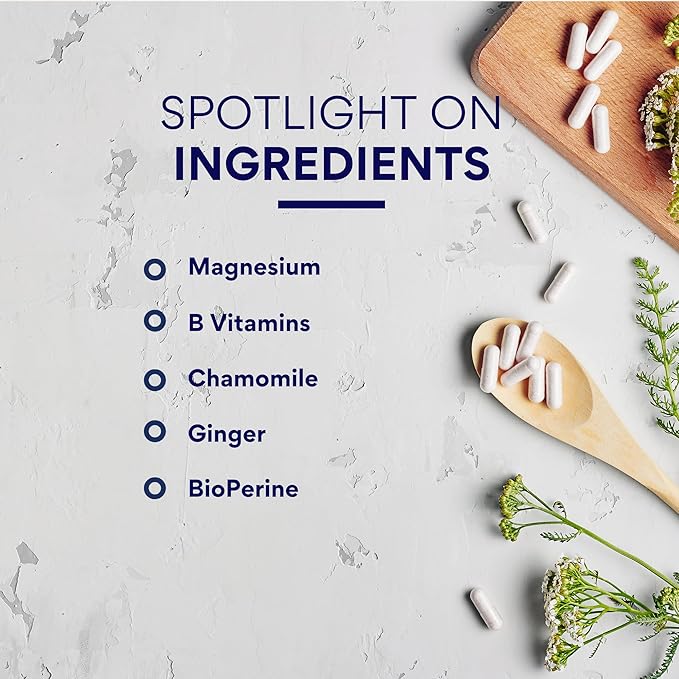 Research Verified Leg Cramps - Magnesium B Vitamins Ginger Chamomile BioPerine - Circulation Support - Vegan - 1 Month Supply