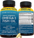 Viva Naturals Omega 3 Fish Oil Supplement for Women and Men - 2500 mg Triple Strength Fish Oil Pills with Re-Esterified Omega 3 Fatty Acids Including EPA DHA DPA - 120 Pescatarian-Friendly Softgels