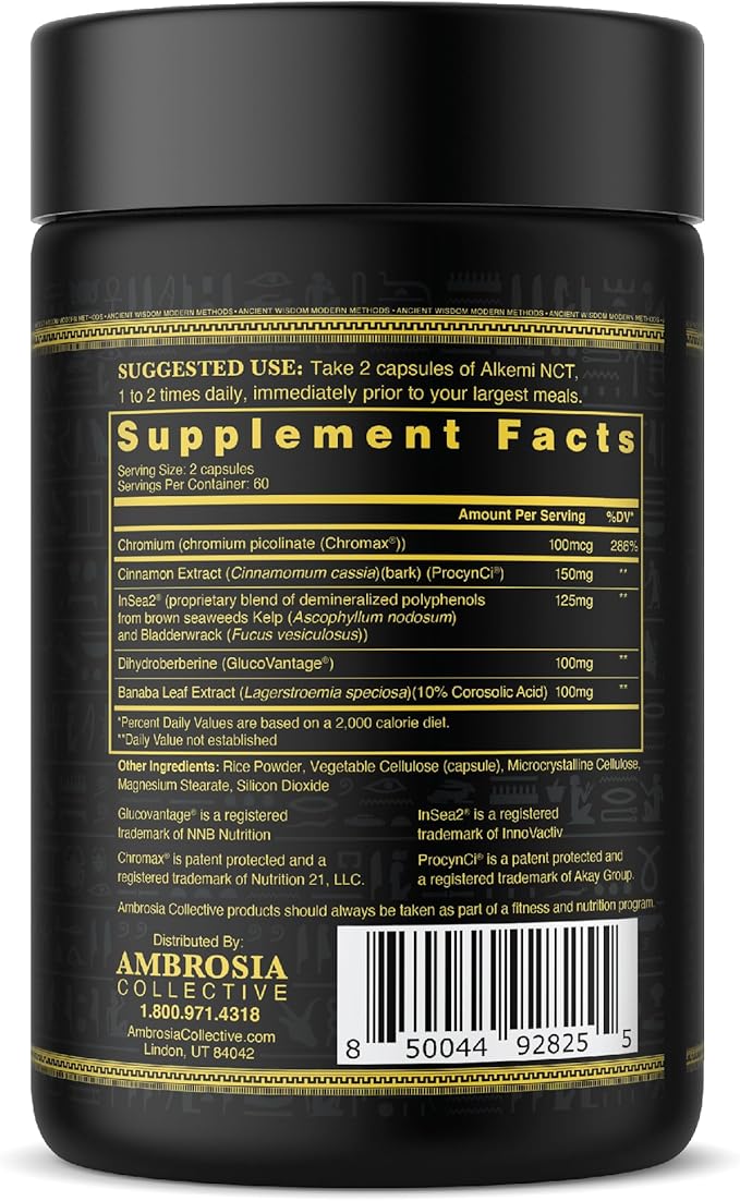 Alkemi NCT® - Support Agent with Berberine ProCynCi® Cinnamon Extract Chromium Picolinate InSea2® and GlucoVantage