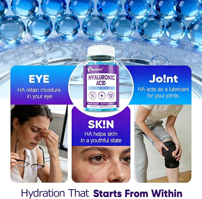 7-in-1 Sugar Free Hyaluronic Acid Supplements with MSM Resveratrol Ginseng Vitamin C Gummies for Skin Health &amp Deep Hydration 120 Counts