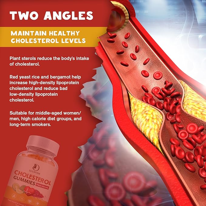 LUCNVEM Cholesterol Supplements Gummies for Cholesterol Healthy Natural Cholesterol Complex for Maintain Healthy Cholesterol Levels Daily Easy Cholesterol Gummies Snacks - 30 Day Supply