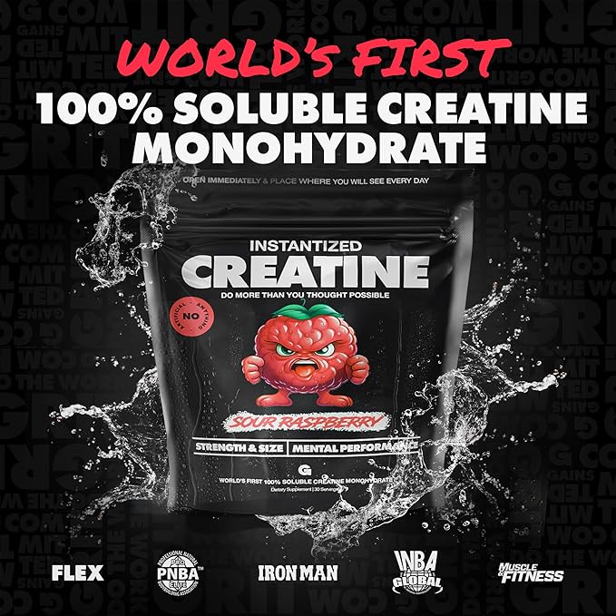 Gains in Bulk Intantized Creatine Bundle Soluble Pre Workout Powder Supports Muscle Building Strength and Performance Unflavored and Raspberry 60 Servings