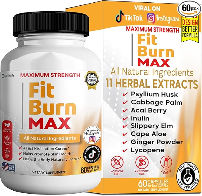 Fit Burn Max Natural Supplement 60 Capsules Vegan Gluten Free Non-GMO (1)