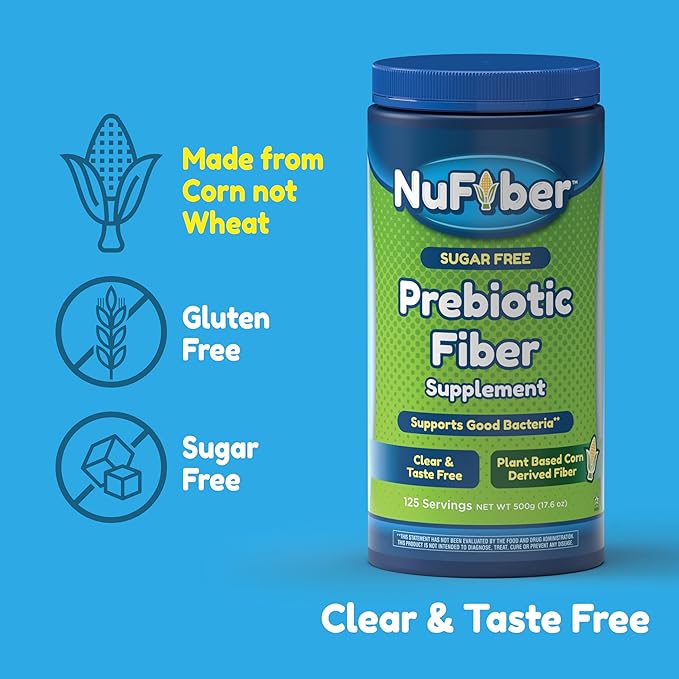 Fiber Supplement Daily Prebiotic Fiber 125 Servings Clear Grit &amp Taste Free No Gluten &amp Sugar Plant Based Corn Powder to Support Digestive &amp Gut Health
