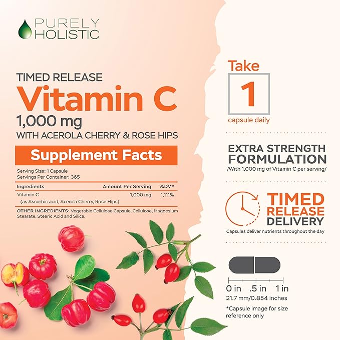 Purely Holistic Black Seed Oil 1400mg + Vitamin C 1000mg - 180 Softgels + 365 Capsules - Immune Bundle - Easy to Swallow - Made in USA
