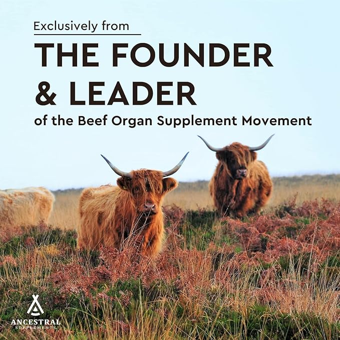 Ancestral Supplements Grass Fed Beef Heart Supplement 3300mg CoQ10 Supplement Supports Heart and Mitochondrial Health Non-GMO 180 Capsules