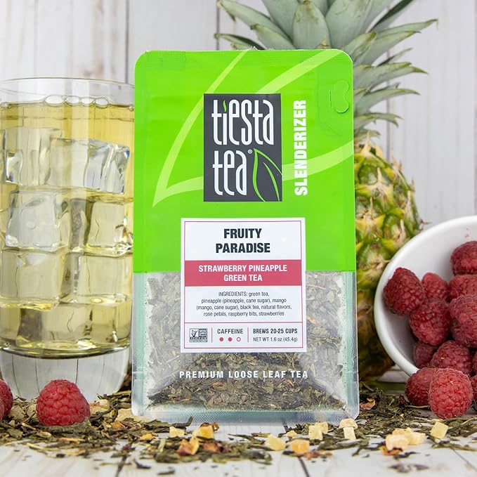 Tiesta Tea - Loose Leaf Fruity Tea Gift Box Medium Caffeinated Assorted Blends 3 Pouches for Hot &amp Iced Tea Variety Pack Fruity Paradise Blueberry Wild Child &amp Fireberry