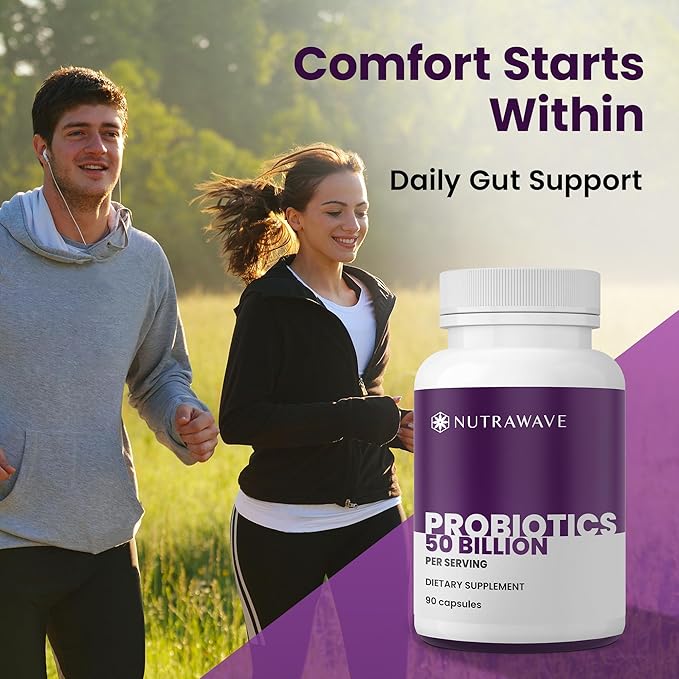 NEW Nutrawave 50 Billion Probiotics for Women &amp Men 15 Strains Active Culture. Relieves Bloating &amp Constipation Improved Digestion &amp Gut Health Supplement Vegan. 60 Powerful Small Capsu