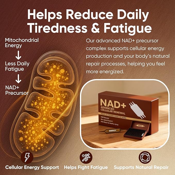 NAD+Advanced Cellular Renewal 1200mg NAD+Liquid Supplements for Skin Aging Support &amp Energy &amp Focus-10 Vials (1)