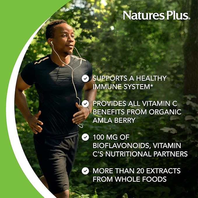 NaturesPlus Source of Life Garden Vitamin C - 60 Capsules - Immune System Support - USDA Certified Organic Non-GMO Vegan Gluten Free - 30 Servings