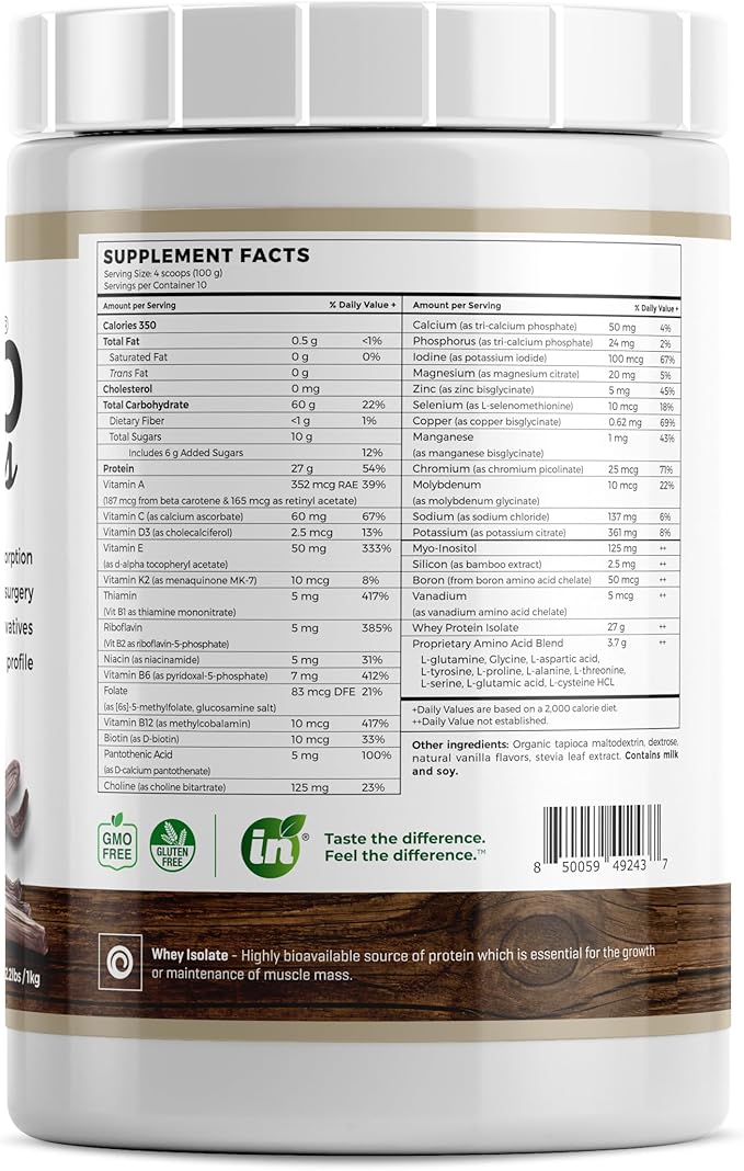 Isolate Protein - Diet Supplement for Improved Gut Health Extra Nutritional Support Non-GMO Gluten-Free Lactose-Free Casein-Free (2.2 Lbs Simply Vanilla)