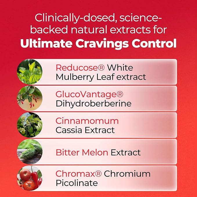 Happy Mammoth Ultimate Cravings Control – Sugar &amp Carb Cravings Support Chromium Natural Appetite Management &amp Metabolism Supplement for Adults Non-GMO No Gluten Dairy Soy or Sugar 48 C
