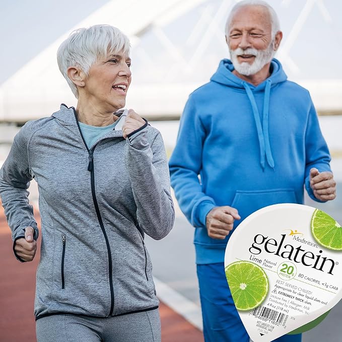 Gelatein Lime: 20 grams of protein. Sugar free. Ideal for clear liquid diets swallowing difficulties bariatric dialysis and oncology. Great pre or post-workout snack. (36 pack)