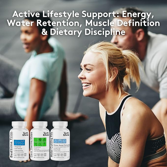 Youth &amp Tonic Lean Sculpt Defined Cleanse – Water Weight Away Cortithermo Shape &amp Bedtime Trim for Detox Metabolism Bloating Energy &amp Dietary Discipline for Mindful Eating – 90 Pills for