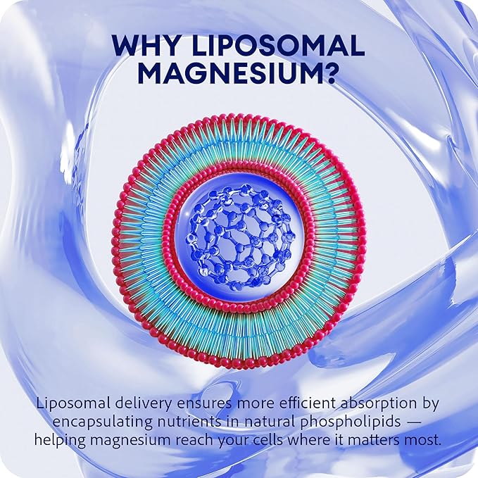 Liposomal Magnesium Liquid for Calm Deep Sleep &amp Stress Relief – Fast-Acting Magnesium Glycinate with CELLg8 High Absorption Muscle Support Sugar-Free Vegan Non-GMO – 18 Servings 6 fl oz