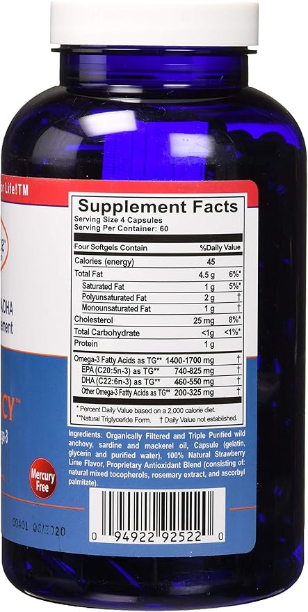 Fish Oil Capsules Omega Sufficiency by Innate Choice Strawberry Lime 240 Capsules
