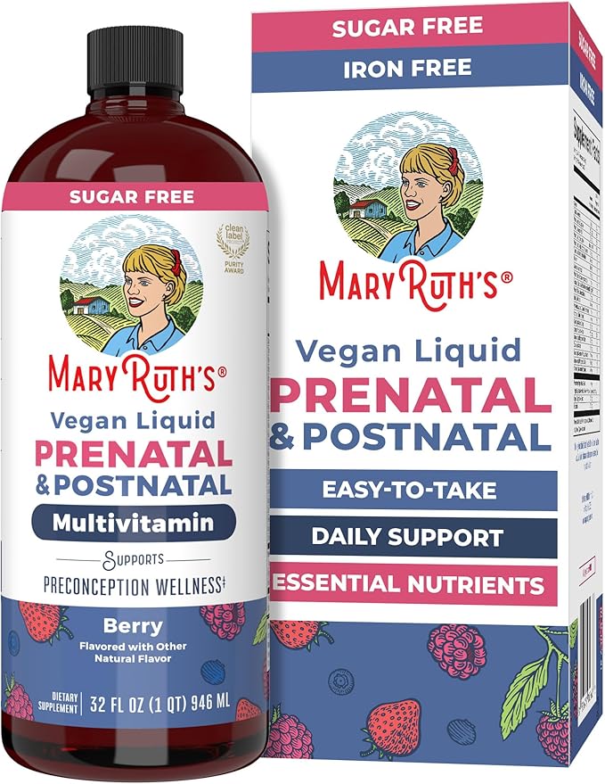 MARYRUTH'S Postnatal &amp Prenatal Vitamins for Women | Sugar Free | Selenium | Folate | Vegan | Non-GMO | Gluten Free | 32oz