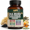 Sea Moss Black Seed Oil Ashwagandha Capsules - 10:1 Extract Blend 60ct