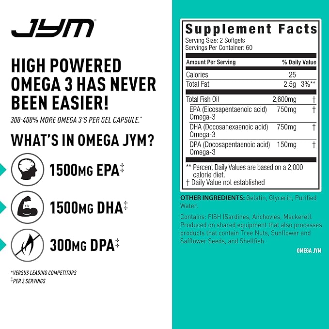 JYM Supplement Science PRO JYM 45 Servings - Tahitian Vanilla Bean &amp mg High Potency Omega 3 EPA DHA DPA for Brain Heart &amp Joint Support 120 Soft Gels