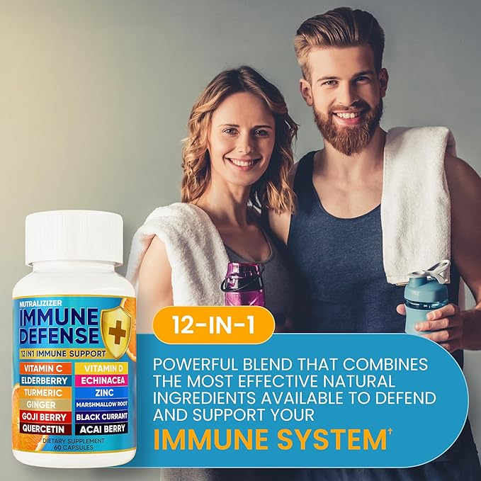 12 in 1 Immune Support Supplement - Immune Defense Vitamins w/VIT D3 Vitamin С Zinс Echinacea Elderberry Ginger &ampMore - Natural Immunity System Booster - Immune &amp Muscle Health 120cs