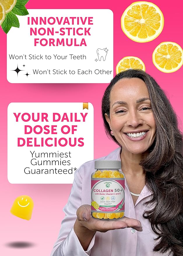 Lunakai USA Made Collagen &amp Multivitamin Gummies Bundle for Women 50+ – Supports Skin Hair Nail Joint Heart Bone &amp Immune Health – 60ct Each