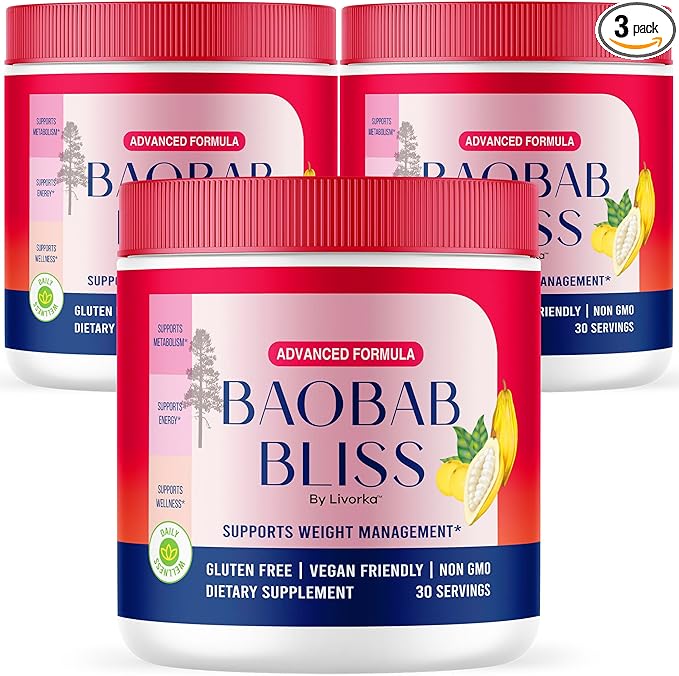 LIVORKA (3 Pack) Baobab Bliss Powder BaobabBliss Organic Powder BaobabBlissPowder All Natural Fiber Supplement BaobabBliss Fruit PowderOrganic Review 90 Servings for 3 Months